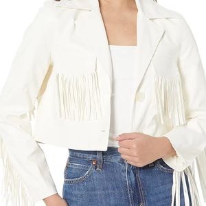 Off-white Fringe Western Faux Leather Jacket